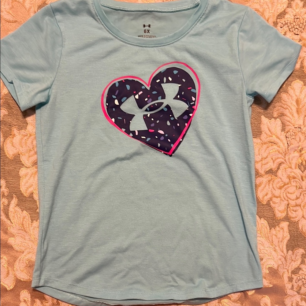 Under Armour Light Blue Girls Short Sleeve Tee